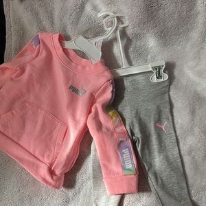 Puma Pink Sweatshirt and Gray Leggings Set